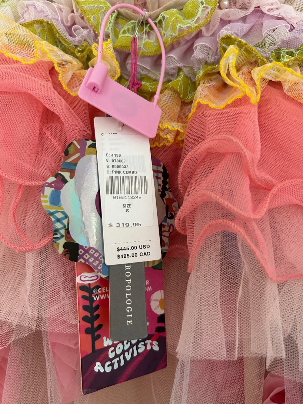 Anthropologie Pink Combo Ruffled Tulle Skirt - Picture 2 of 9